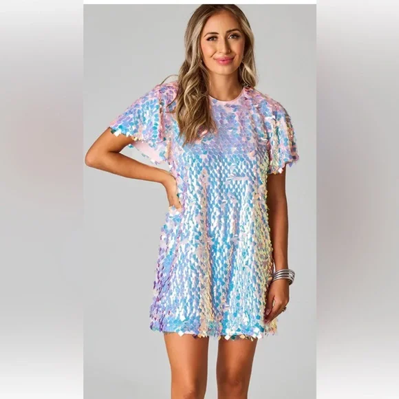 buddylove sequin dress BuddyLove Adeline Sequin Wrap Dress - Prism
